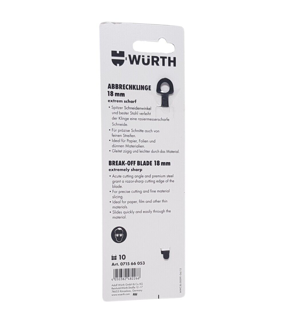 20X Würth Abbrechklingen 071566053 18mm Ersatzklingen für Cuttermesser